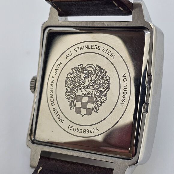 Vince Camuto Men's Watch 38MM Blue Dial Date Brown Leather Bands New Battery - Picture 7 of 15